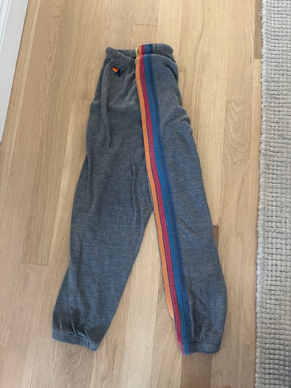 Aviator Nation Gray Joggers with Rainbow Side Stripe